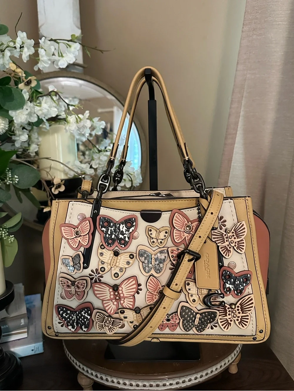 🦋 Coach Dreamer Butterfly Appliqué Leather Satchel 🦋